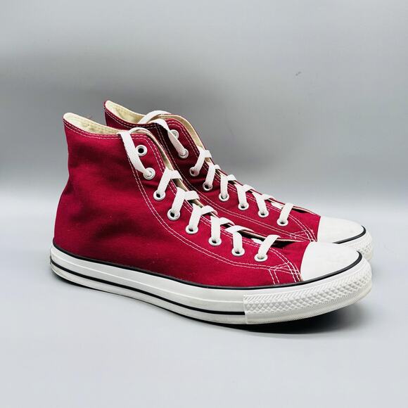 Converse Shoes Mens 11 Red Canvas Chuck Taylor All Star High Top Lace Up Sneaker - Picture 2 of 12